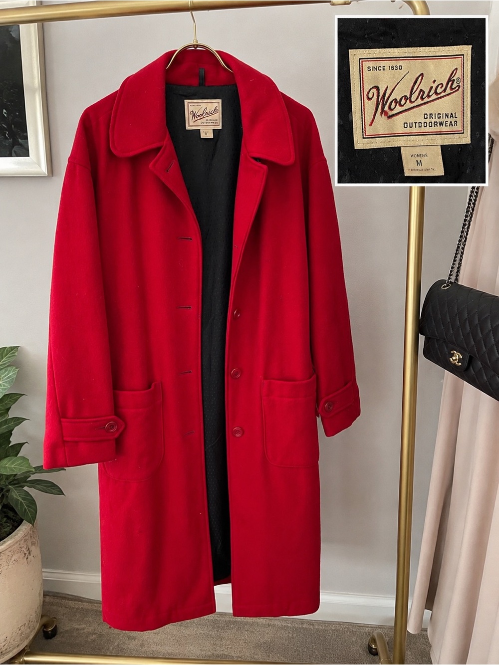 Woolrich Women's Vibrant Red Wool Pea Coat vintage fabulous